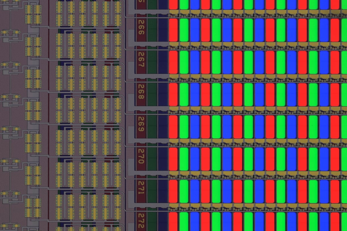 Extreme close up of a mobile LCD screen.