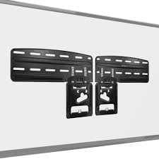Black articulating TV wall mount bracket with dual arms extended horizontally on white background