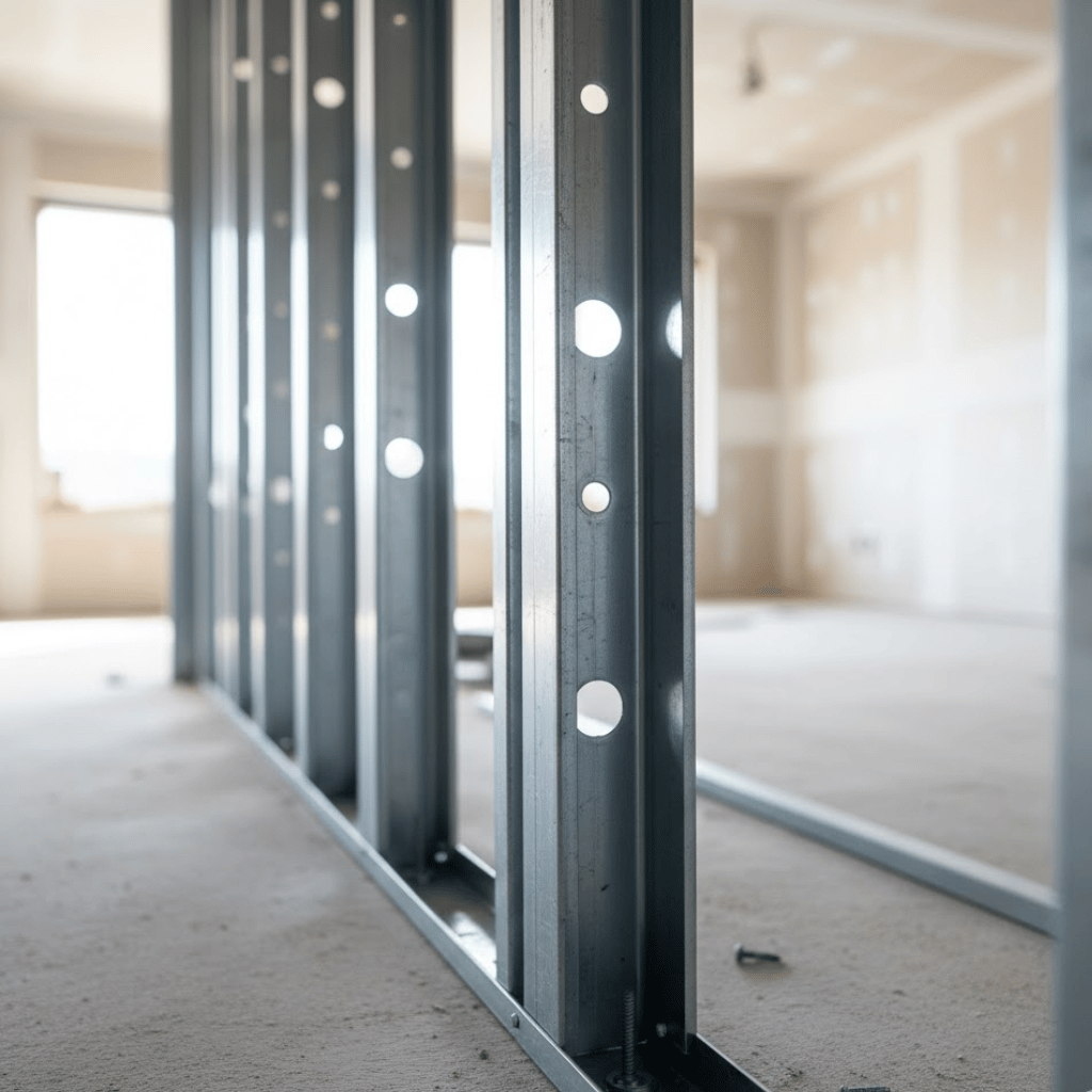 Professional TV mounting on metal studs in high-rise building