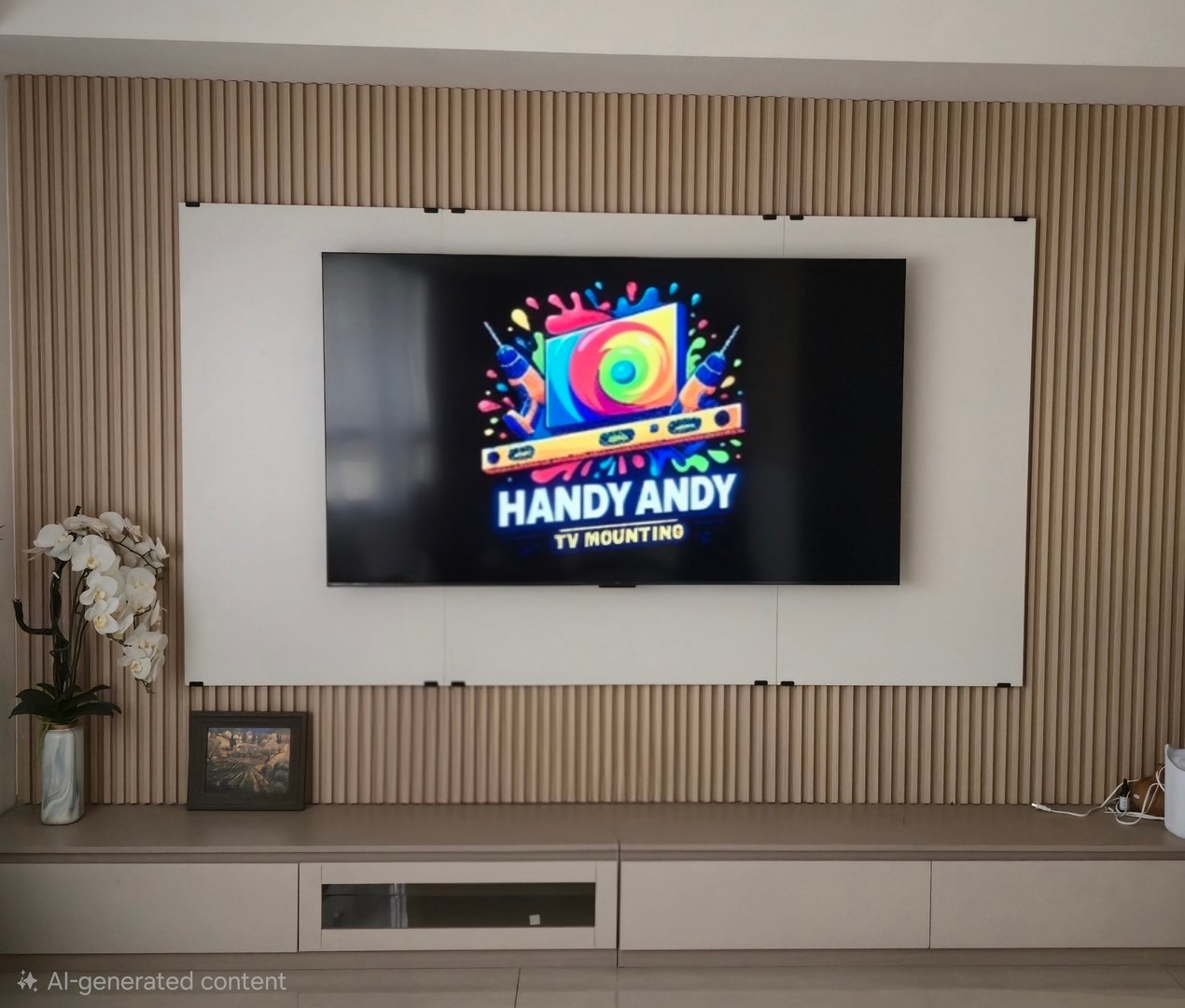 TV mounted on wall