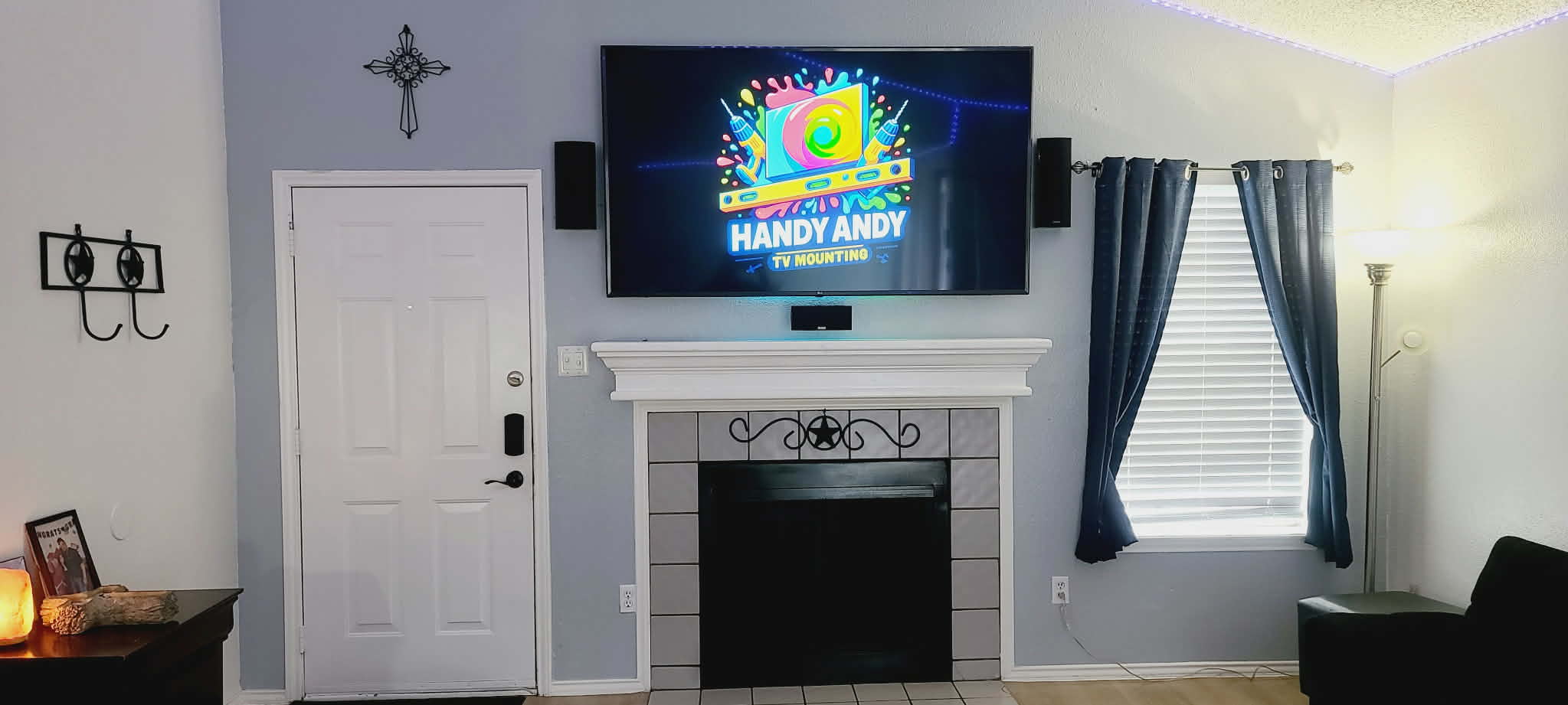 TV mounted on wall