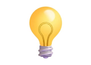 Golden light bulb with purple base on white background, representing ideas and innovation