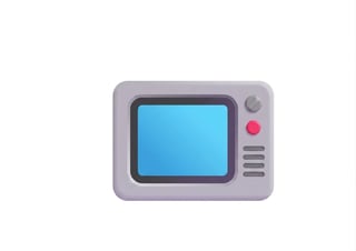 Retro-style television icon with gray casing, blue screen, and control buttons on the side