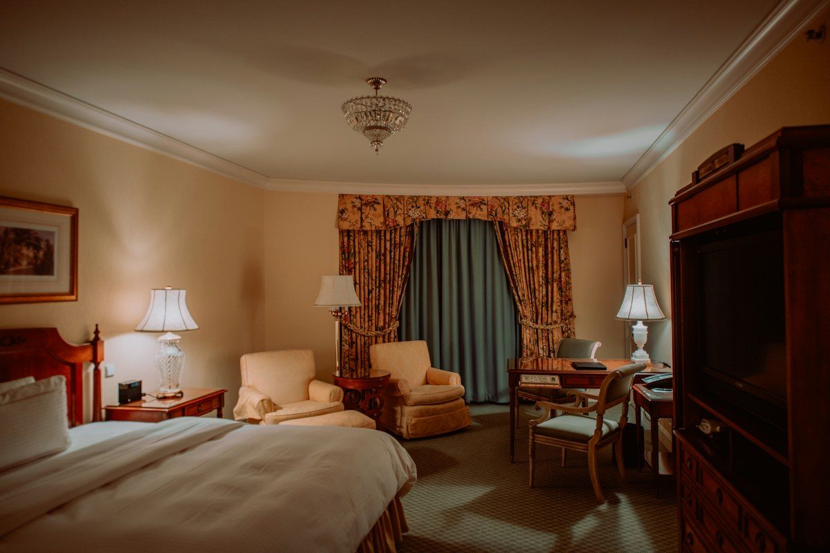 Classic hotel room with a TV cabinet